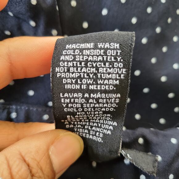 Zac & Rachel Navy Blue White Polka Dot Pullup Capri Pants Size 12 - Picture 6 of 6